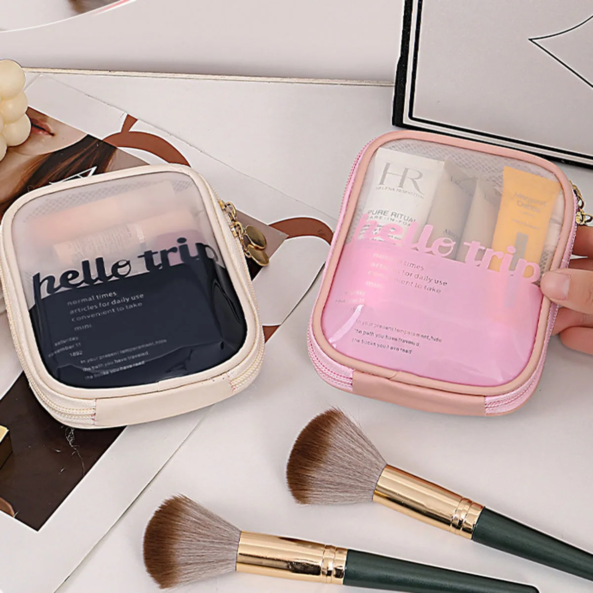 Beauty Bag Makeup - حقيبة مستحضرات تجميل شفافة محمولة لتنظيم
