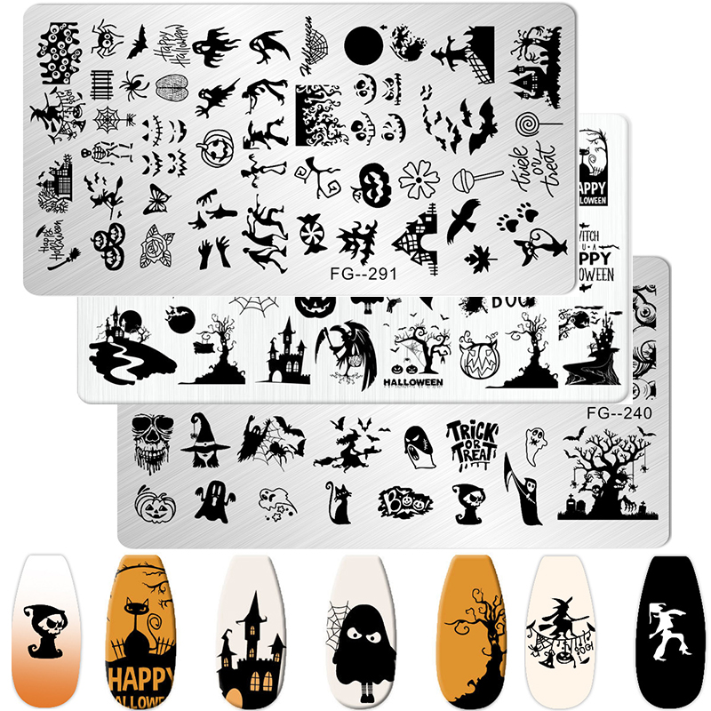 Nail Art Stamping Kit - الكرتون هالوين مسمار الفن ختم لوحات