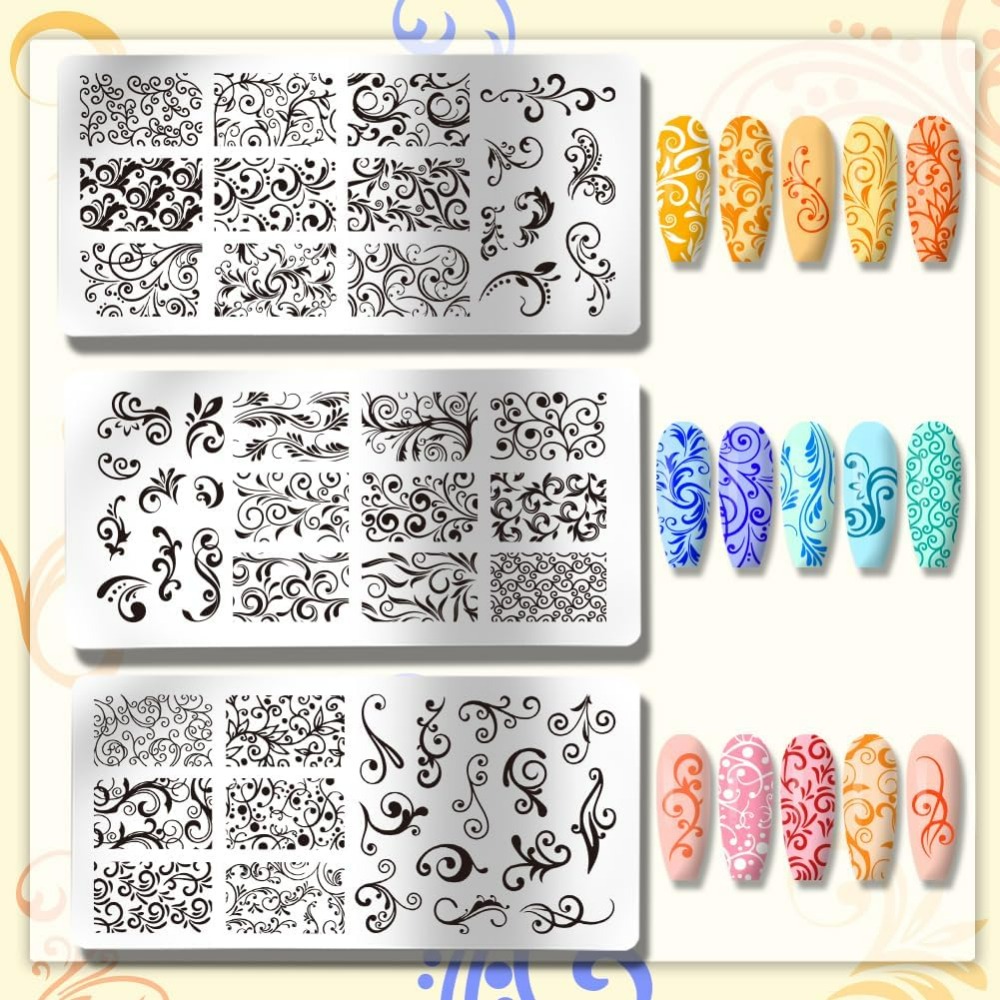 3 قطعة نمط دوامة مسمار الفن قو - مراجعة Nail Art Stamping Kit وسعره