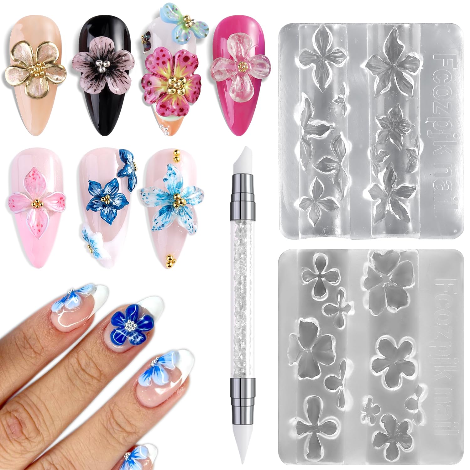 ثلاثية الأبعاد زهرة السيليكون  - مراجعة Nail Art Stamping Kit وسعره