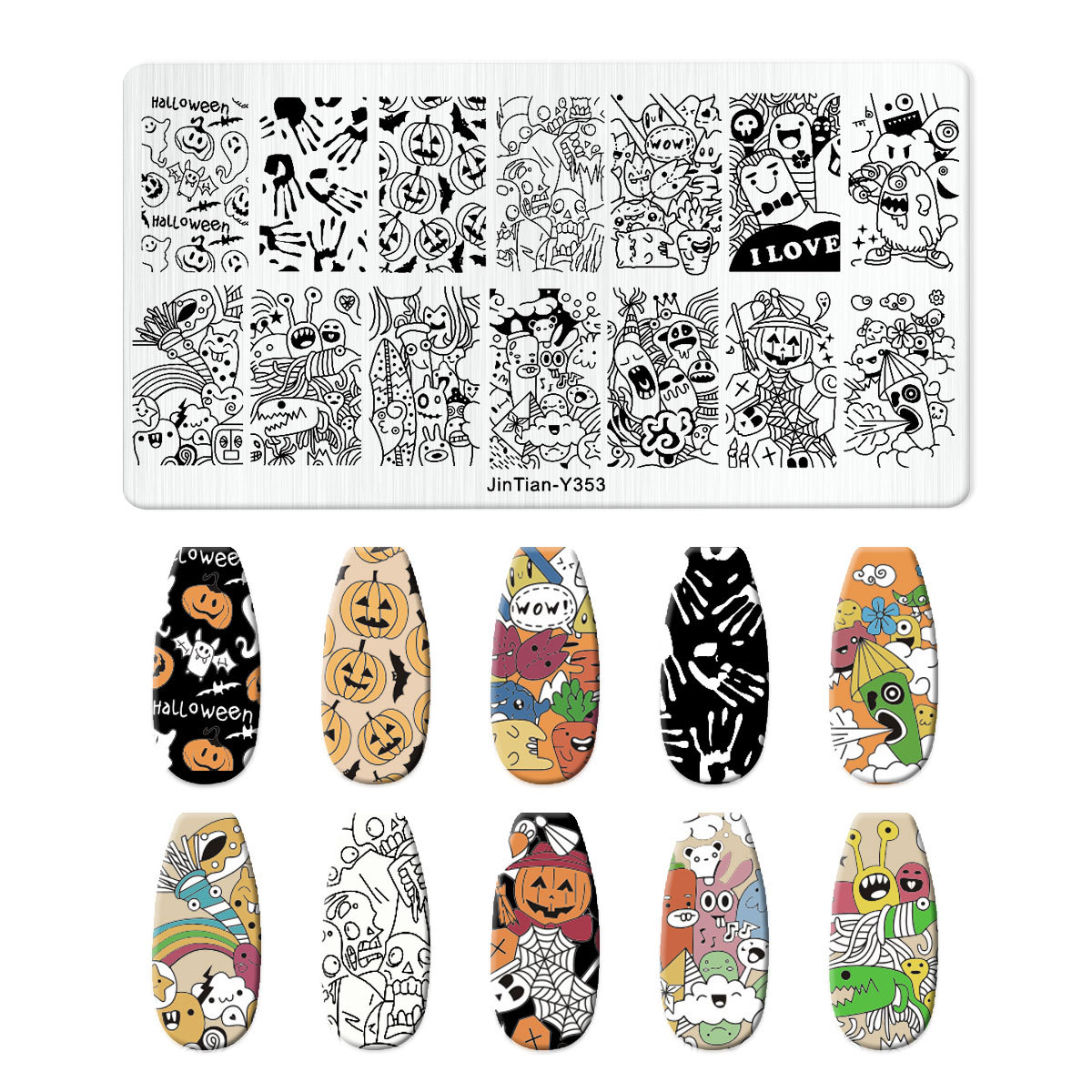 الكرتون هالوين مسمار الفن ختم  - مراجعة Nail Art Stamping Kit وسعره